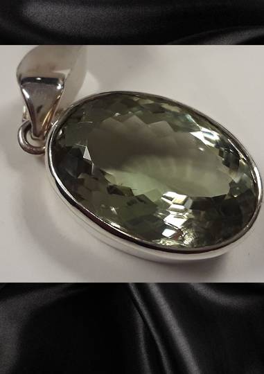 Green Amethyst and Sterling Silver Pendant